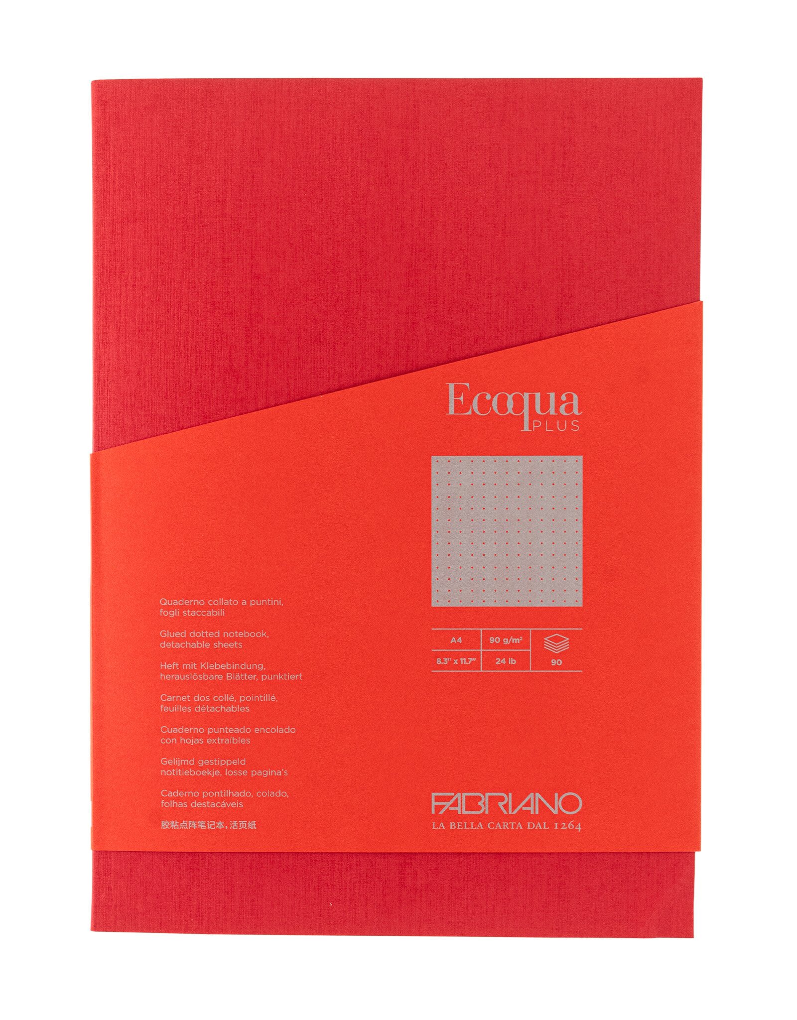 Ecoqua Plus Glue Bound Notebook, Red, A4, Dotted
