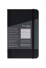 Ecoqua Plus Fabric Bound Notebook, Black, 3.5” x 5.5”, Ruled