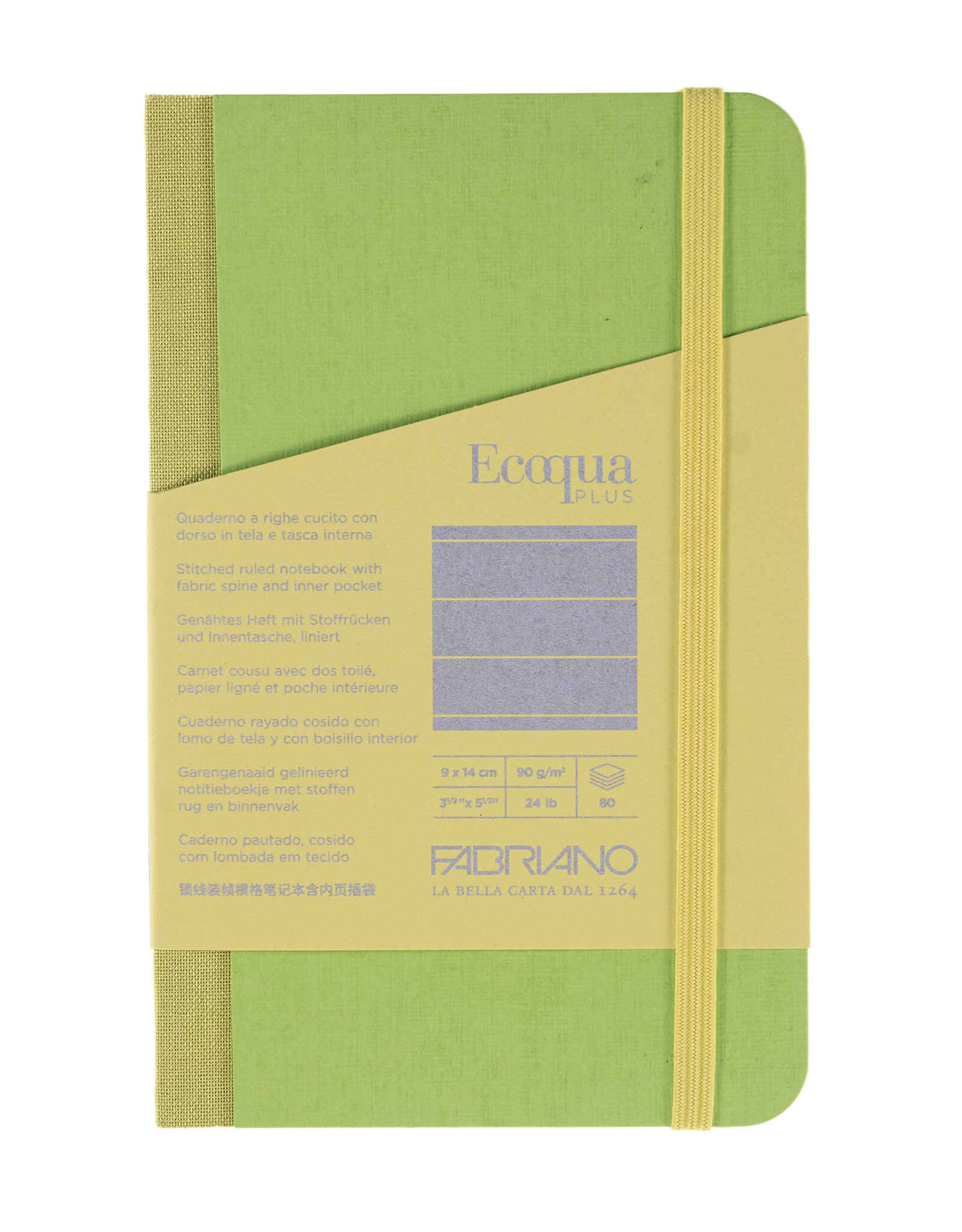 Ecoqua Plus Fabric Bound Notebook, Lime, 3.5” x 5.5”, Ruled