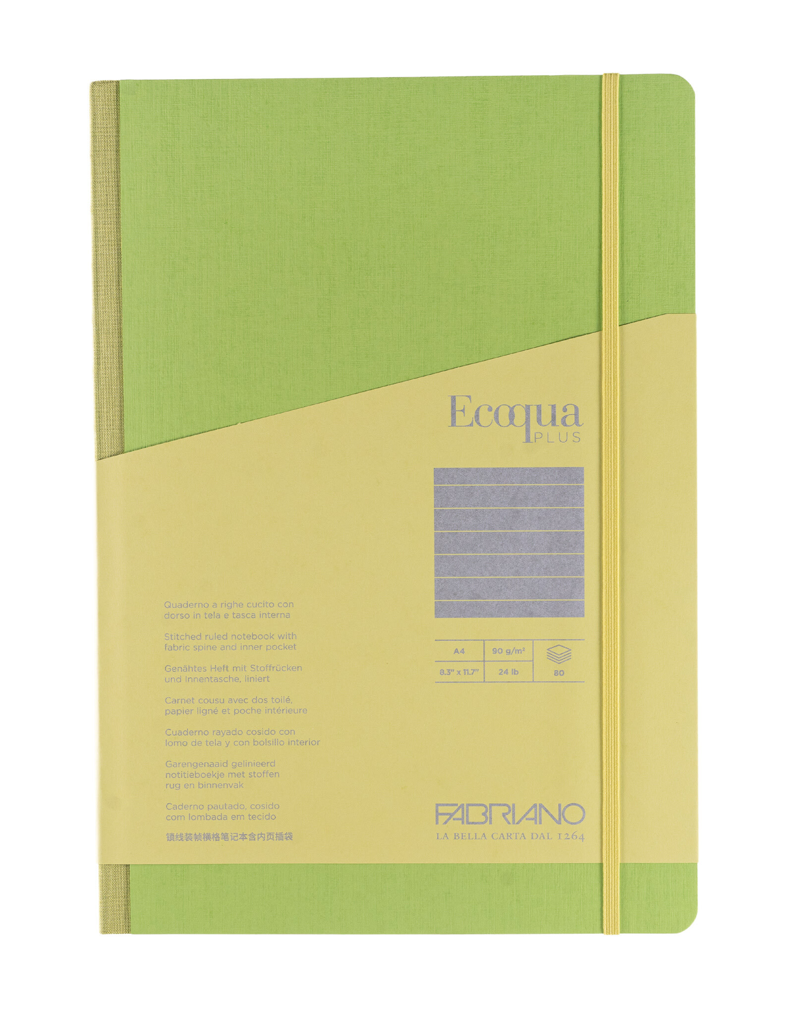 Ecoqua Plus Fabric Bound Notebook, Lime, A4, Ruled