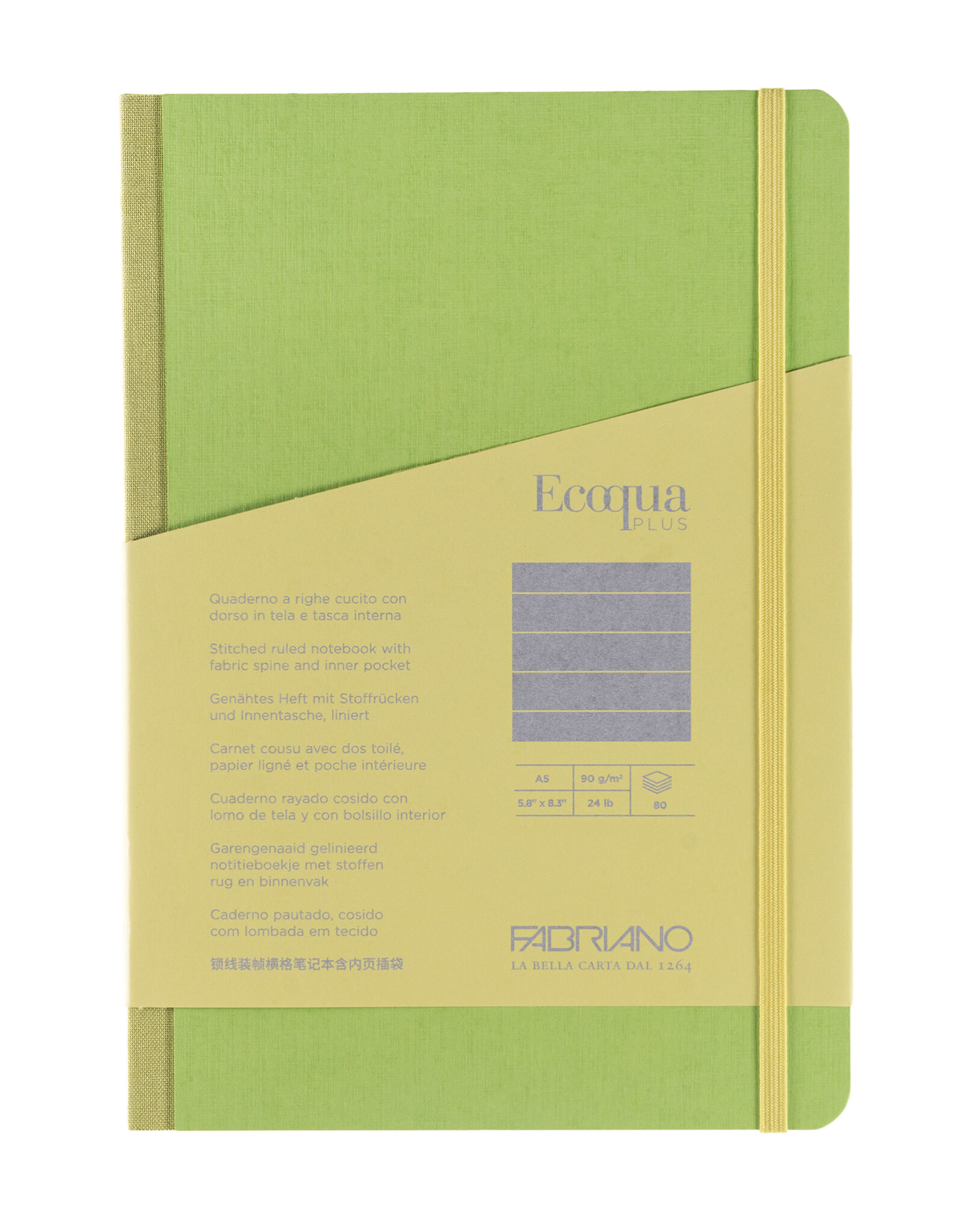 Ecoqua Plus Fabric Bound Notebook, Lime, A5, Ruled