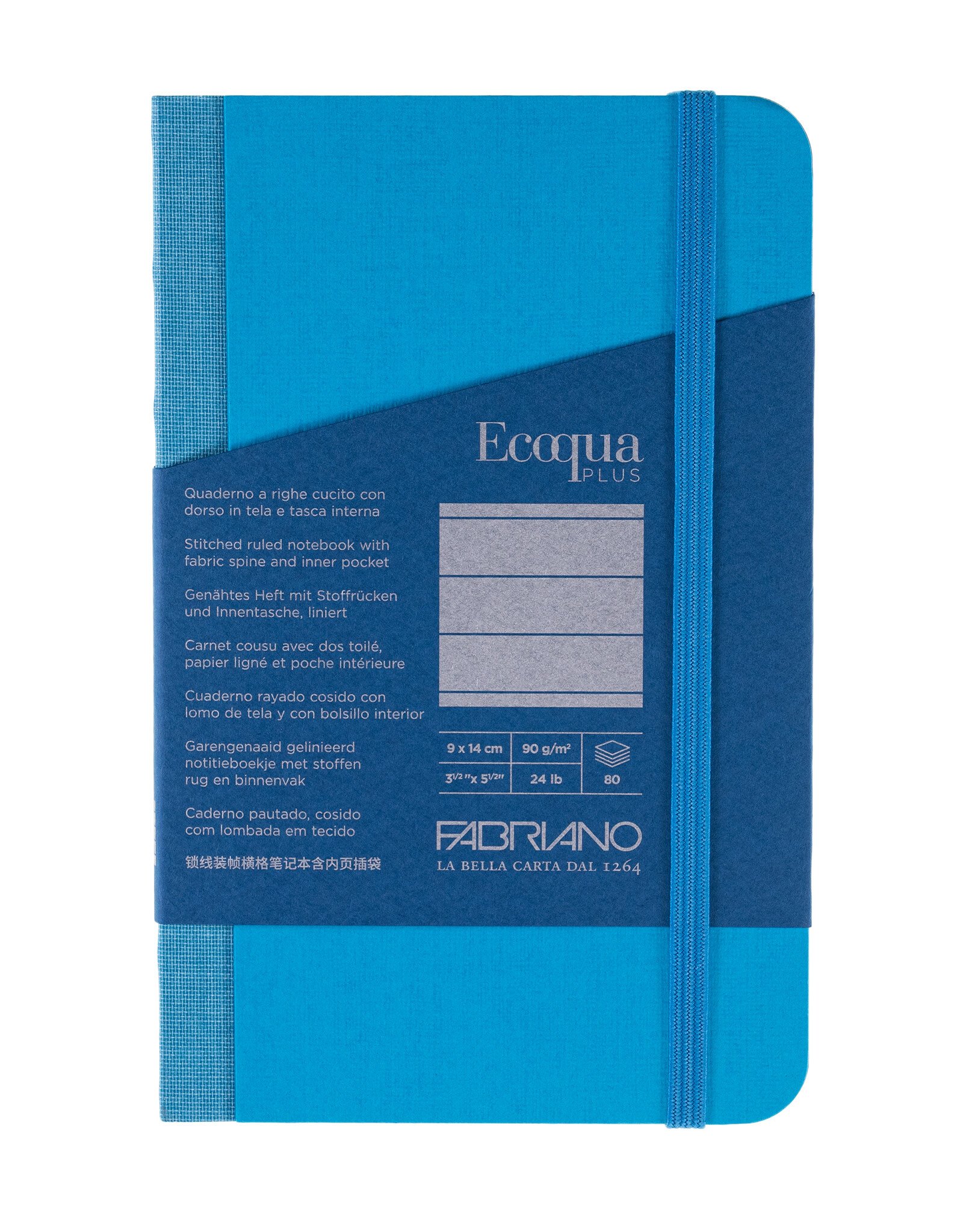 Ecoqua Plus Fabric Bound Notebook, Turquoise, 3.5” x 5.5”, Ruled