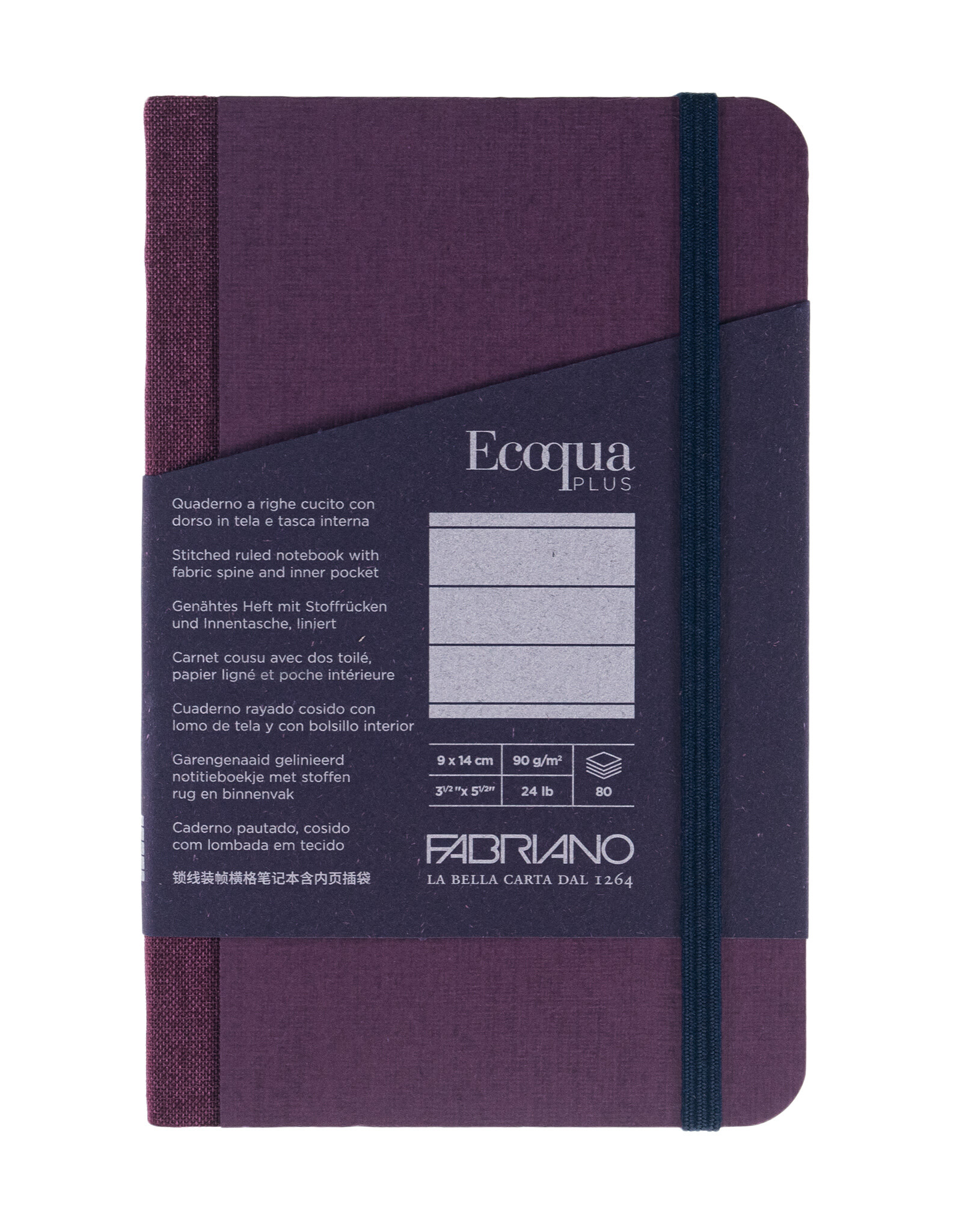 Ecoqua Plus Fabric Bound Notebook, Wine, 3.5” x 5.5”, Ruled