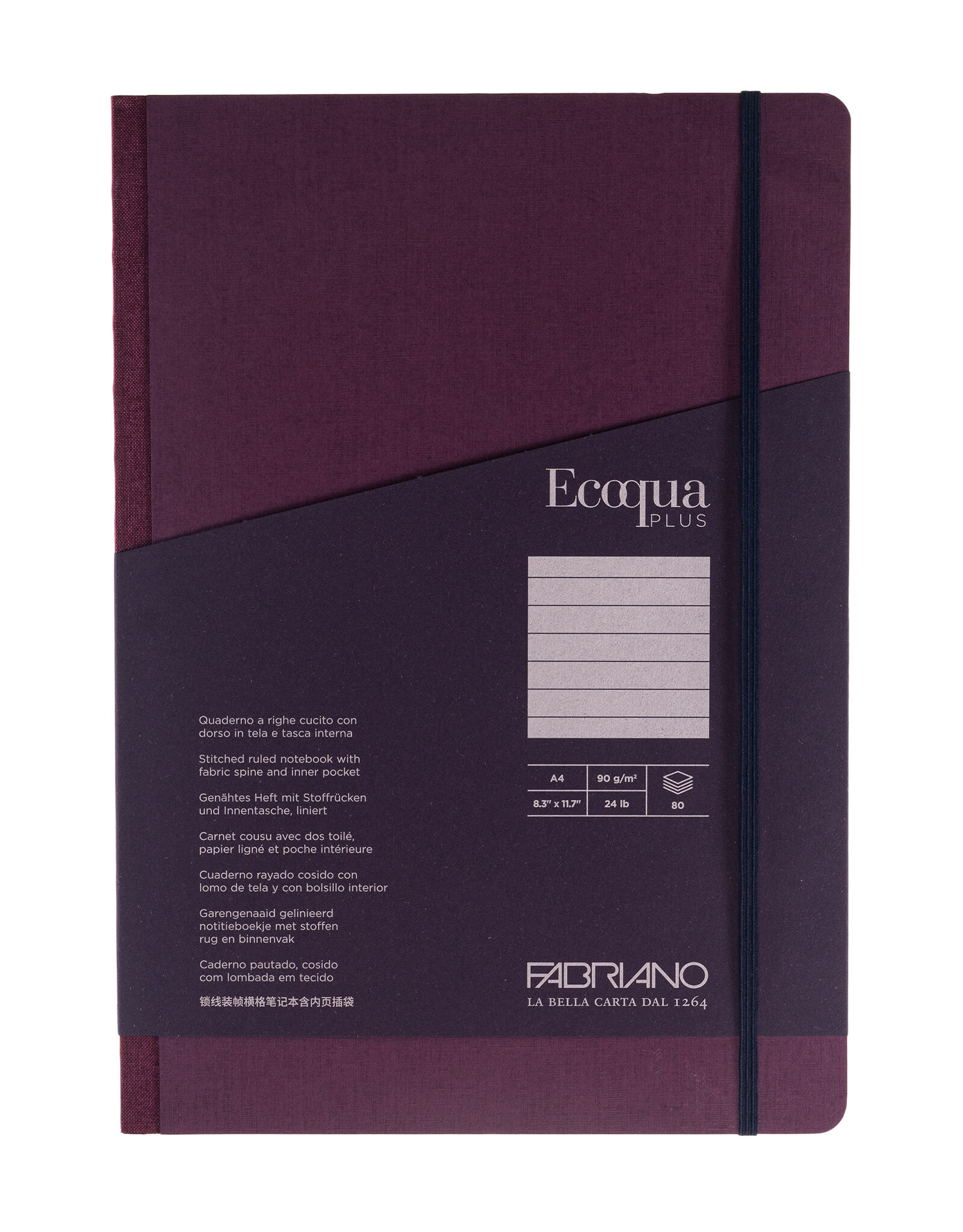 Ecoqua Plus Fabric Bound Notebook, Wine, A4, Ruled