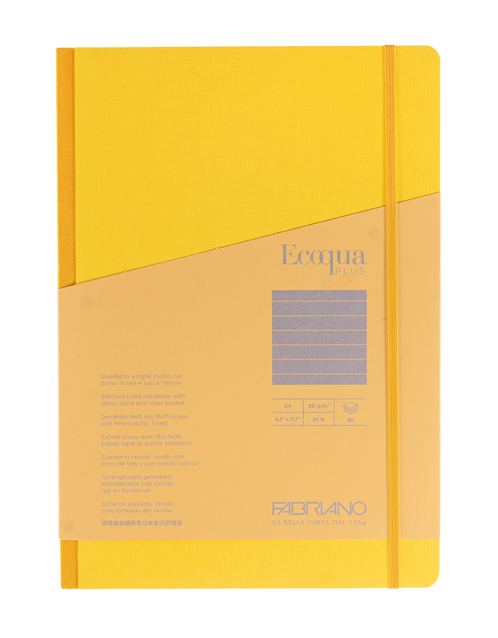 Ecoqua Plus Fabric Bound Notebook, Yellow, A4, Ruled