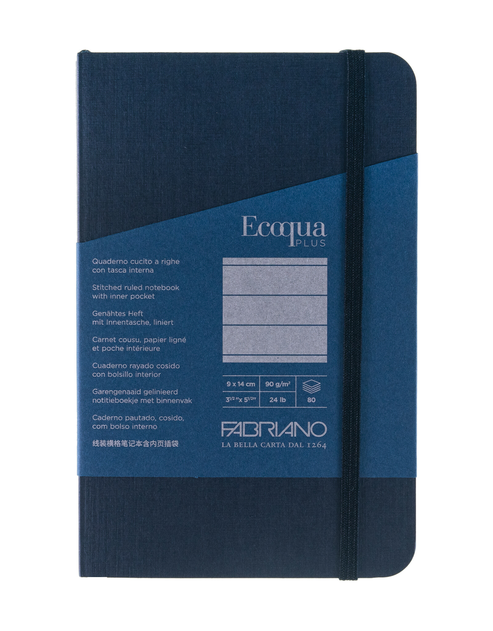 Ecoqua Plus Sewn Spine Notebook, Navy, 3.5” x 5.5”, Ruled