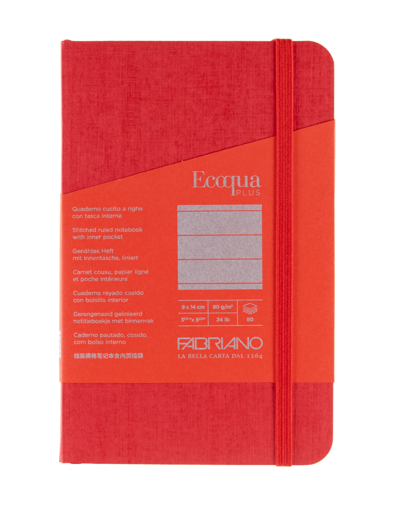 Ecoqua Plus Sewn Spine Notebook, Red, 3.5” x 5.5”, Ruled