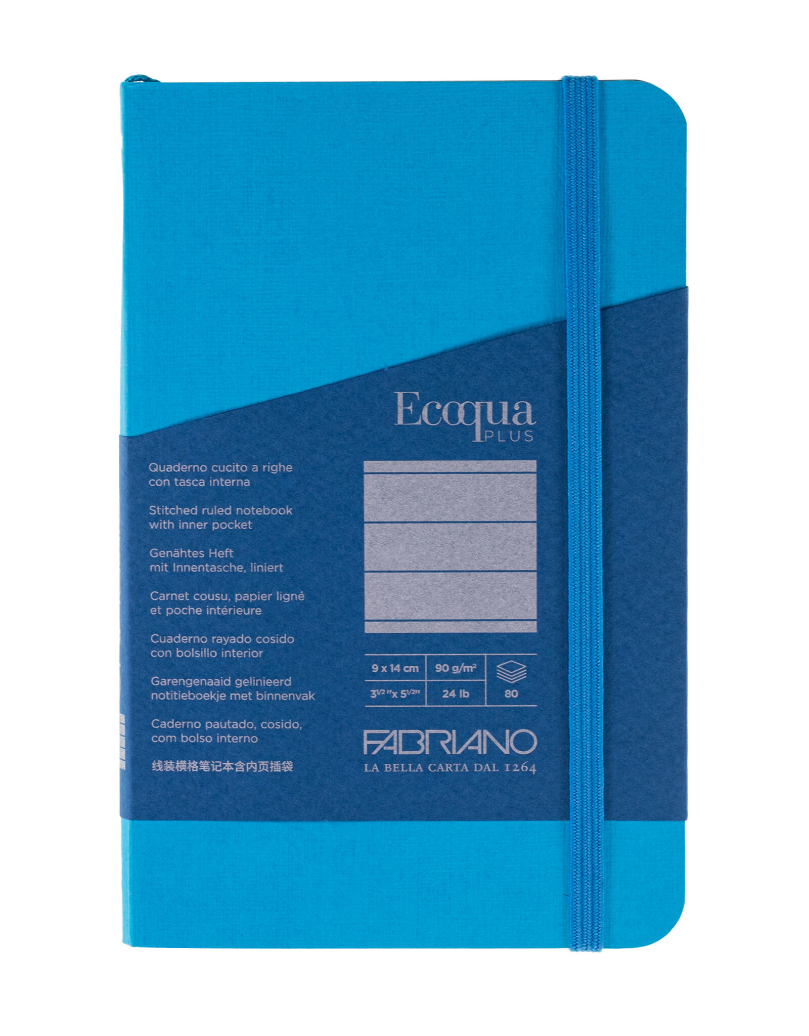 Ecoqua Plus Sewn Spine Notebook, Turquoise, 3.5” x 5.5”, Ruled