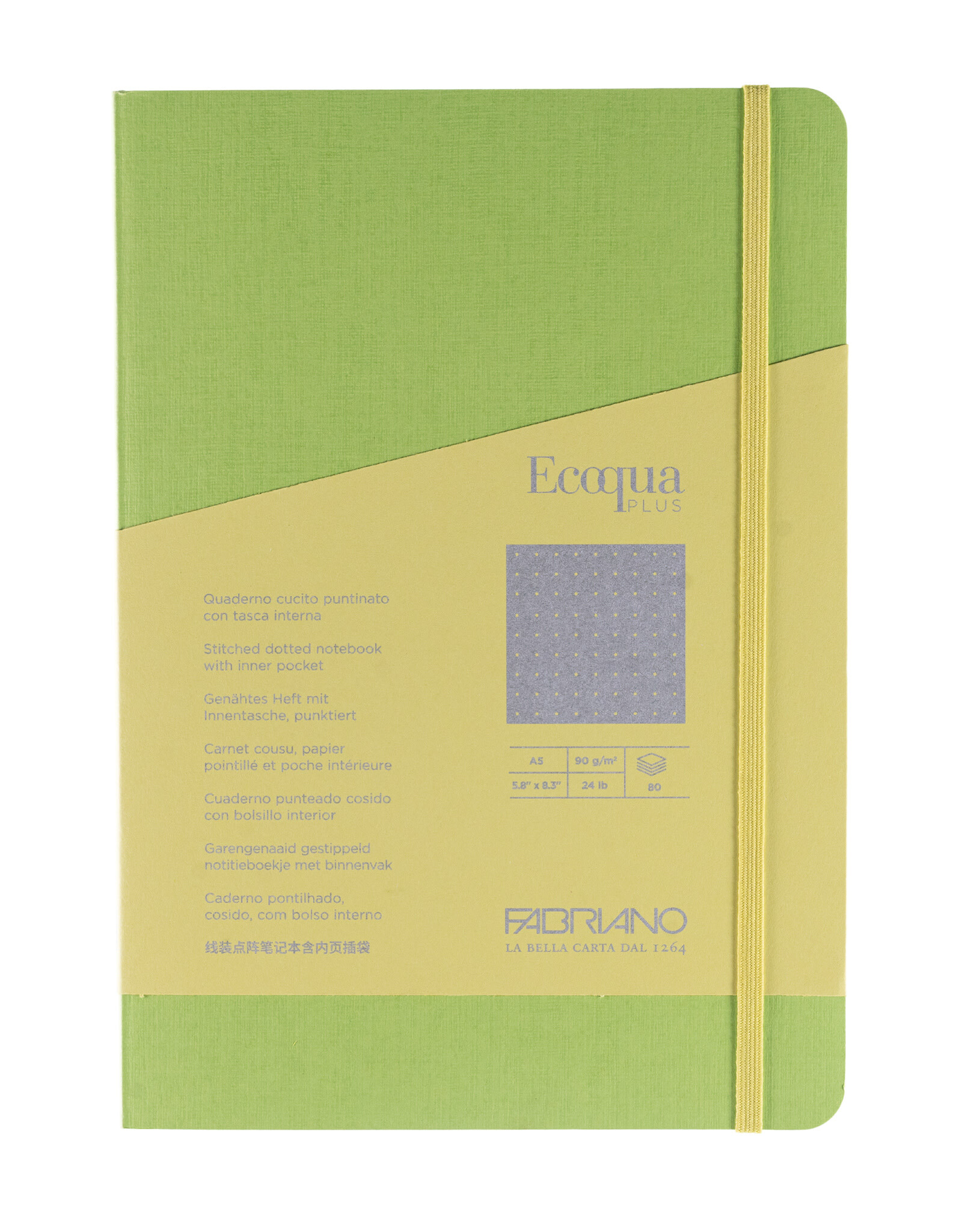 Ecoqua Plus Sewn Spine Notebook, Lime, A5, Dotted