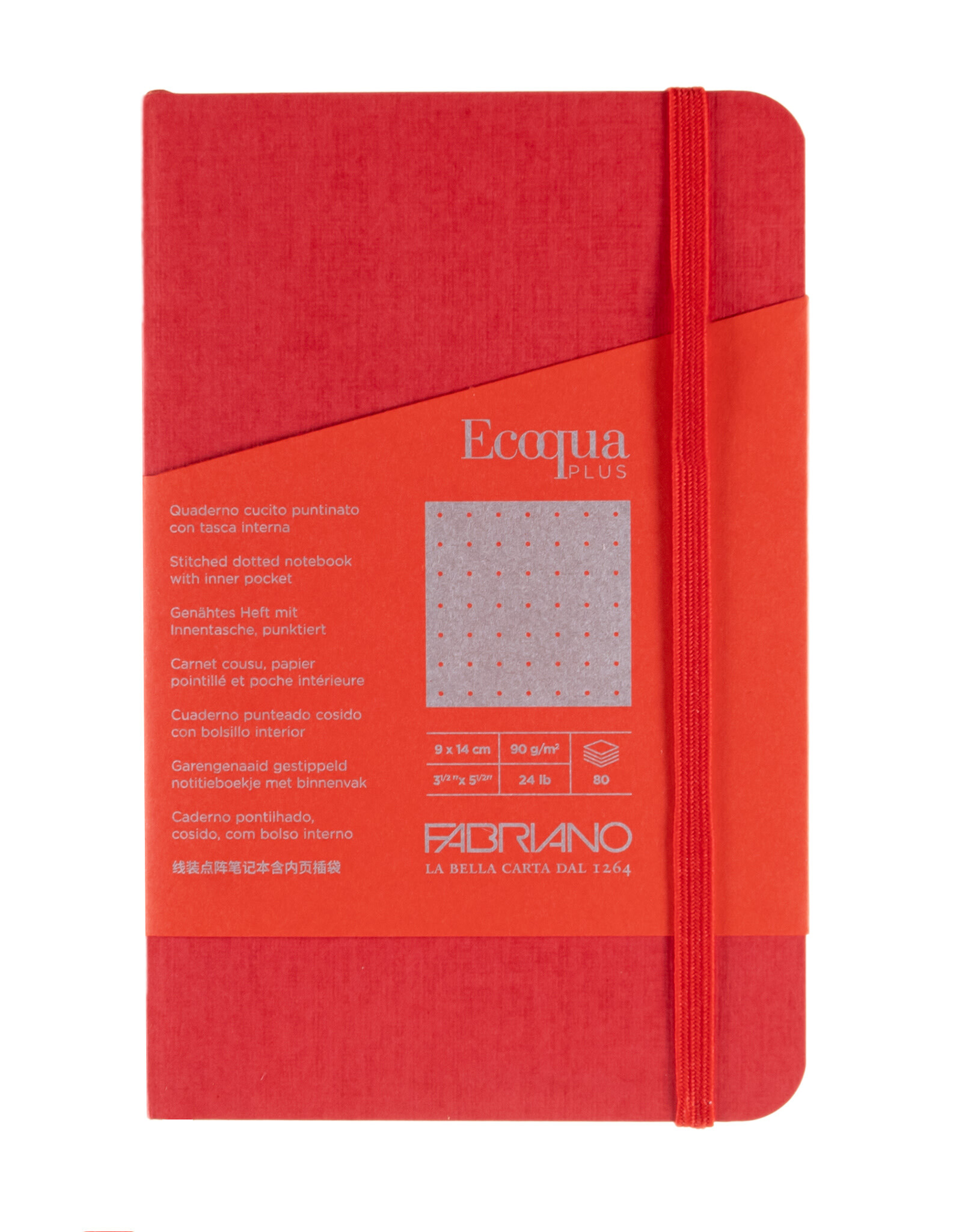 Ecoqua Plus Sewn Spine Notebook, Red, 3.5” x 5.5”, Dotted