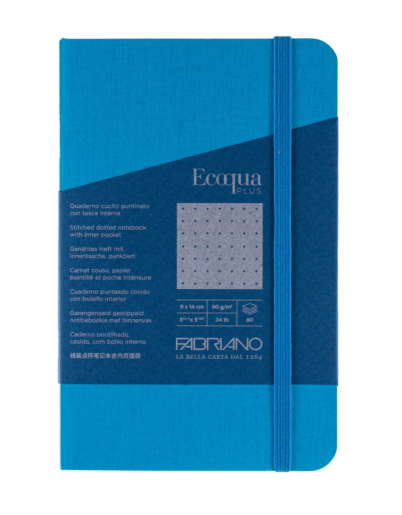 Ecoqua Plus Sewn Spine Notebook, Turquoise, 3.5” x 5.5”, Dotted
