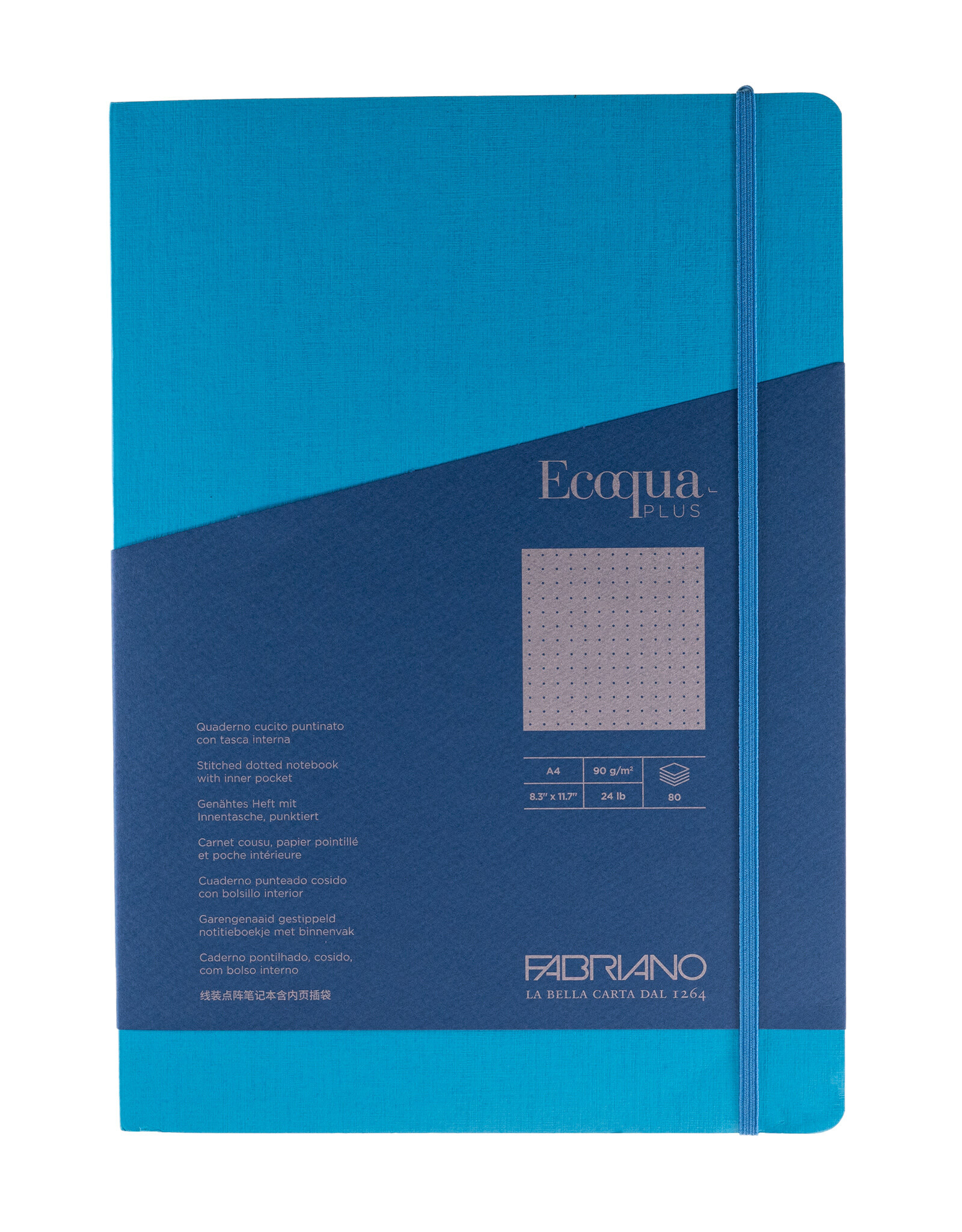 CLEARANCE Ecoqua Plus Sewn Spine Notebook, Turquoise, A4, Dotted