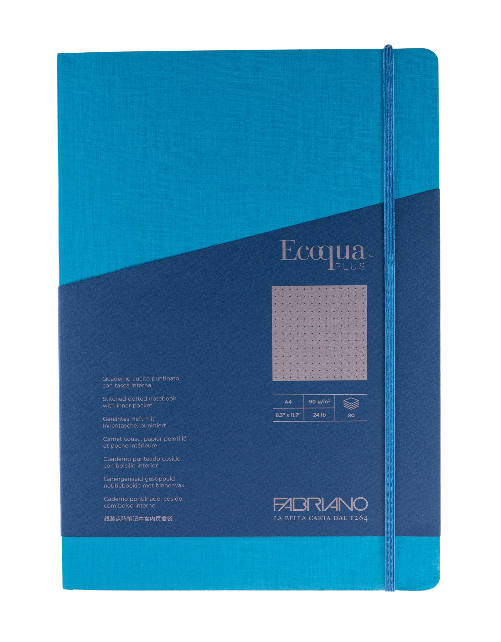 Ecoqua Plus Sewn Spine Notebook, Turquoise, A4, Dotted