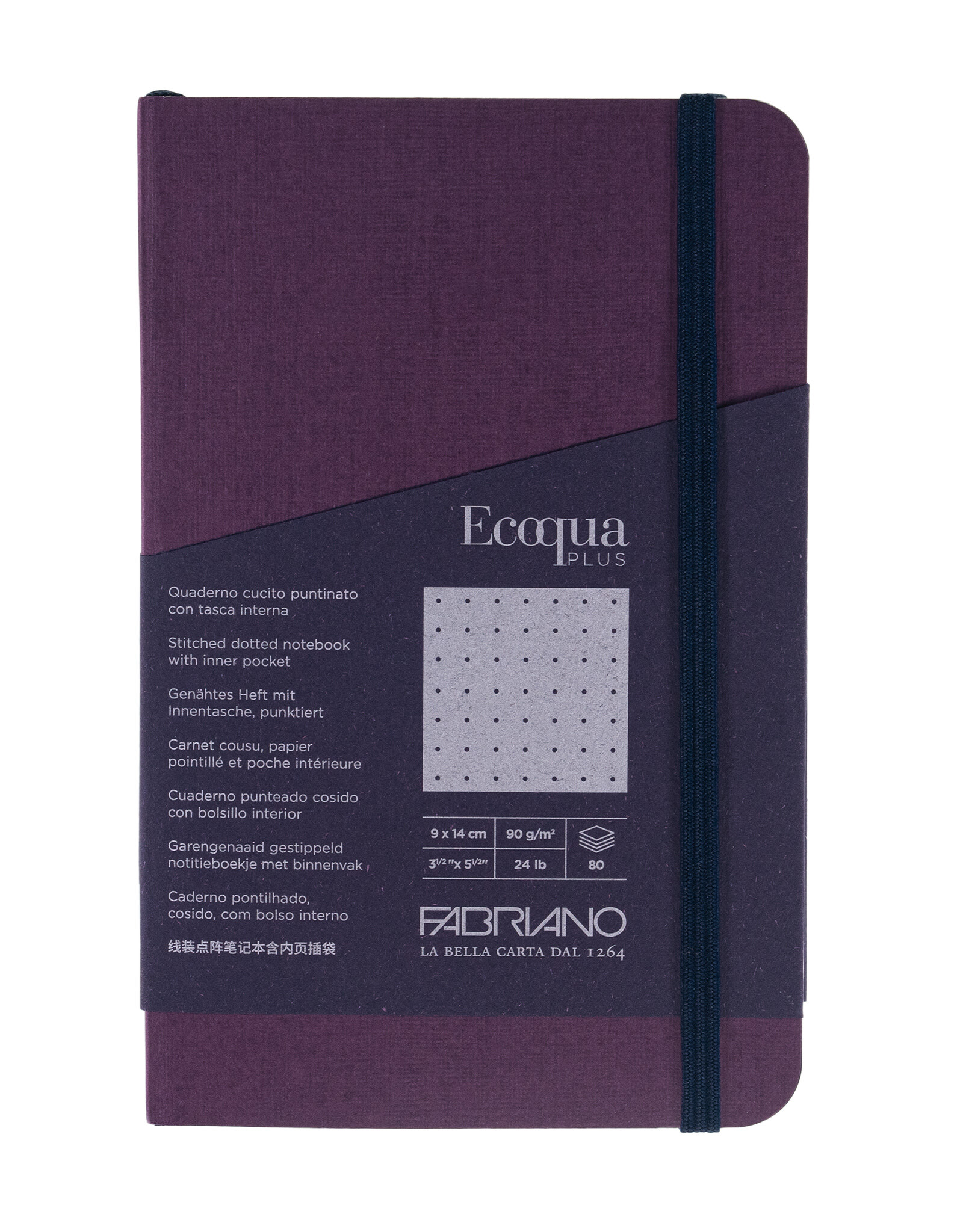 Ecoqua Plus Sewn Spine Notebook, Wine, 3.5” x 5.5”, Dotted