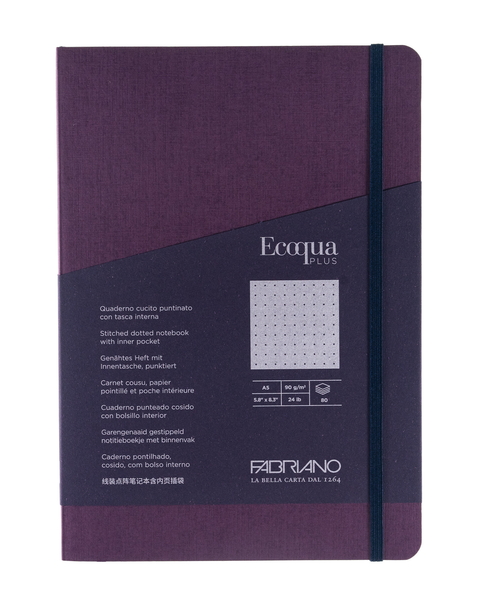 Ecoqua Plus Sewn Spine Notebook, Wine, A5, Dotted