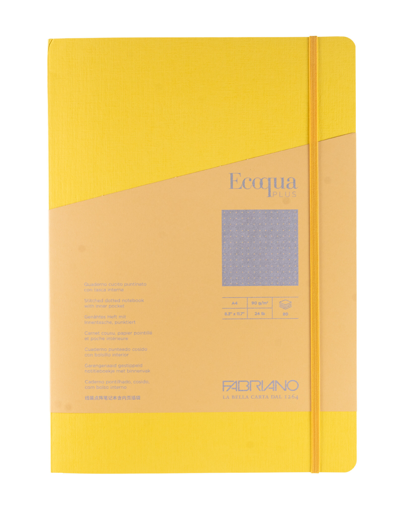 Ecoqua Plus Sewn Spine Notebook, Yellow, A4, Dotted