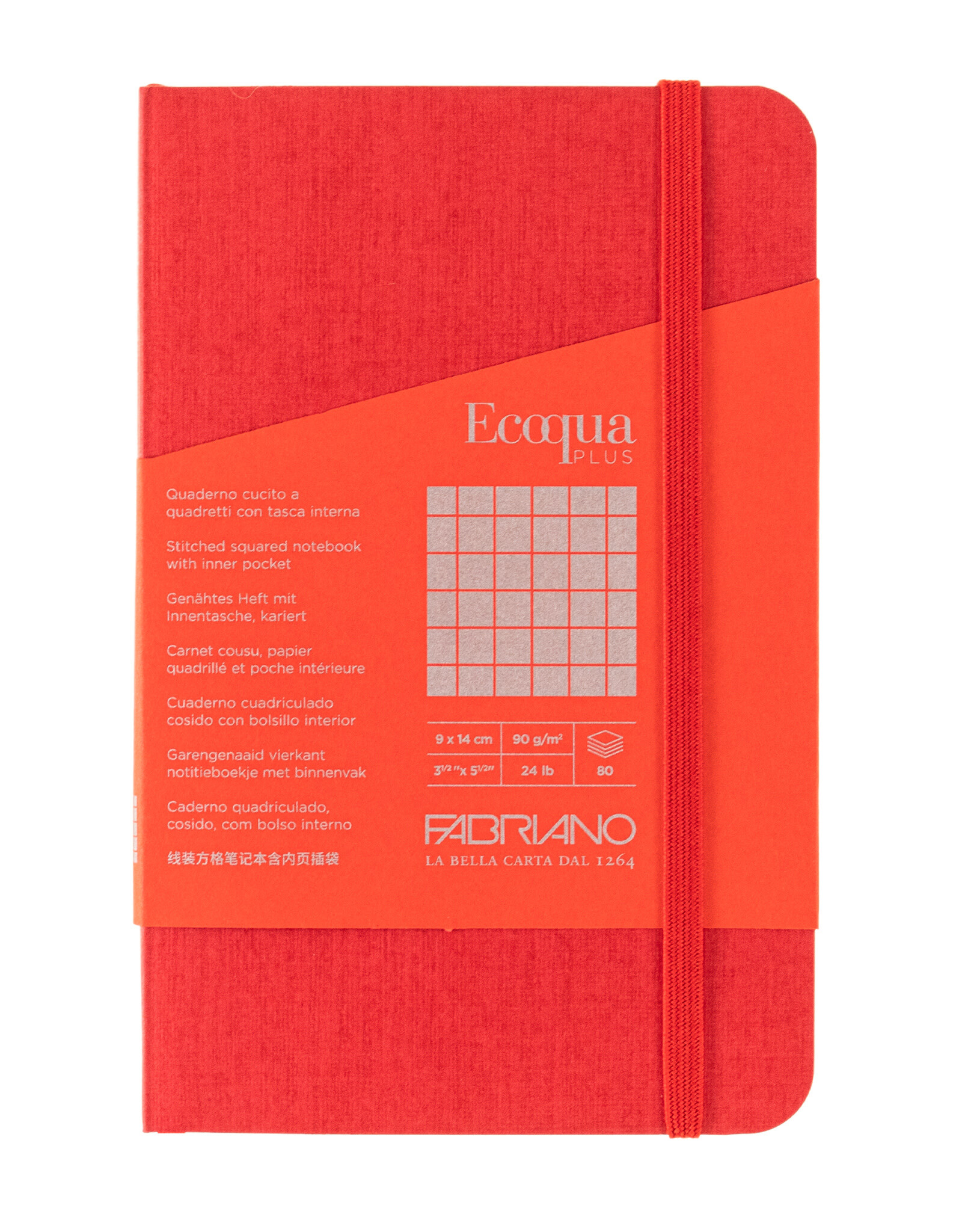 Ecoqua Plus Sewn Spine Notebook, Red, 3.5” x 5.5”, Graphed