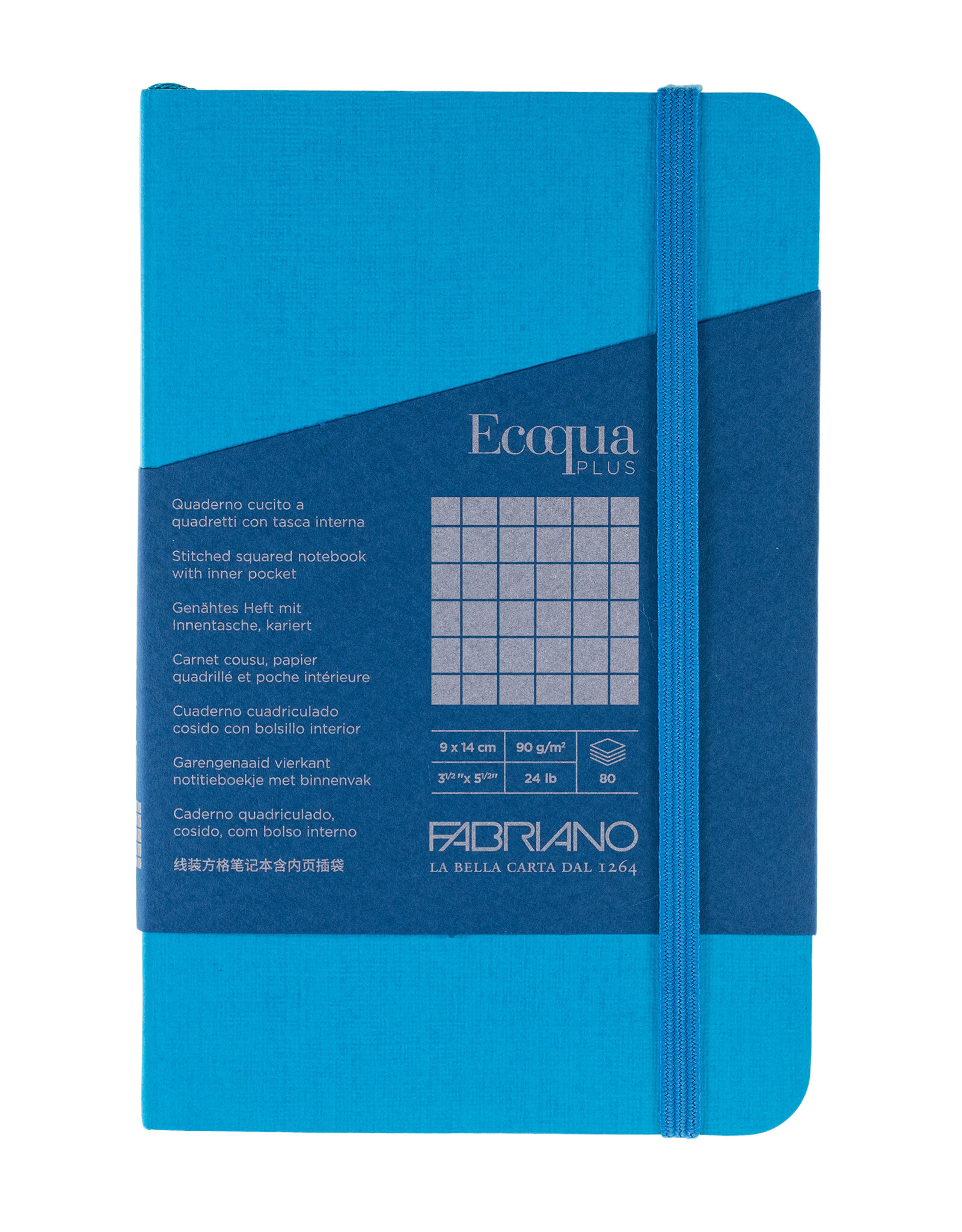 Ecoqua Plus Sewn Spine Notebook, Turquoise, 3.5” x 5.5”, Graphed