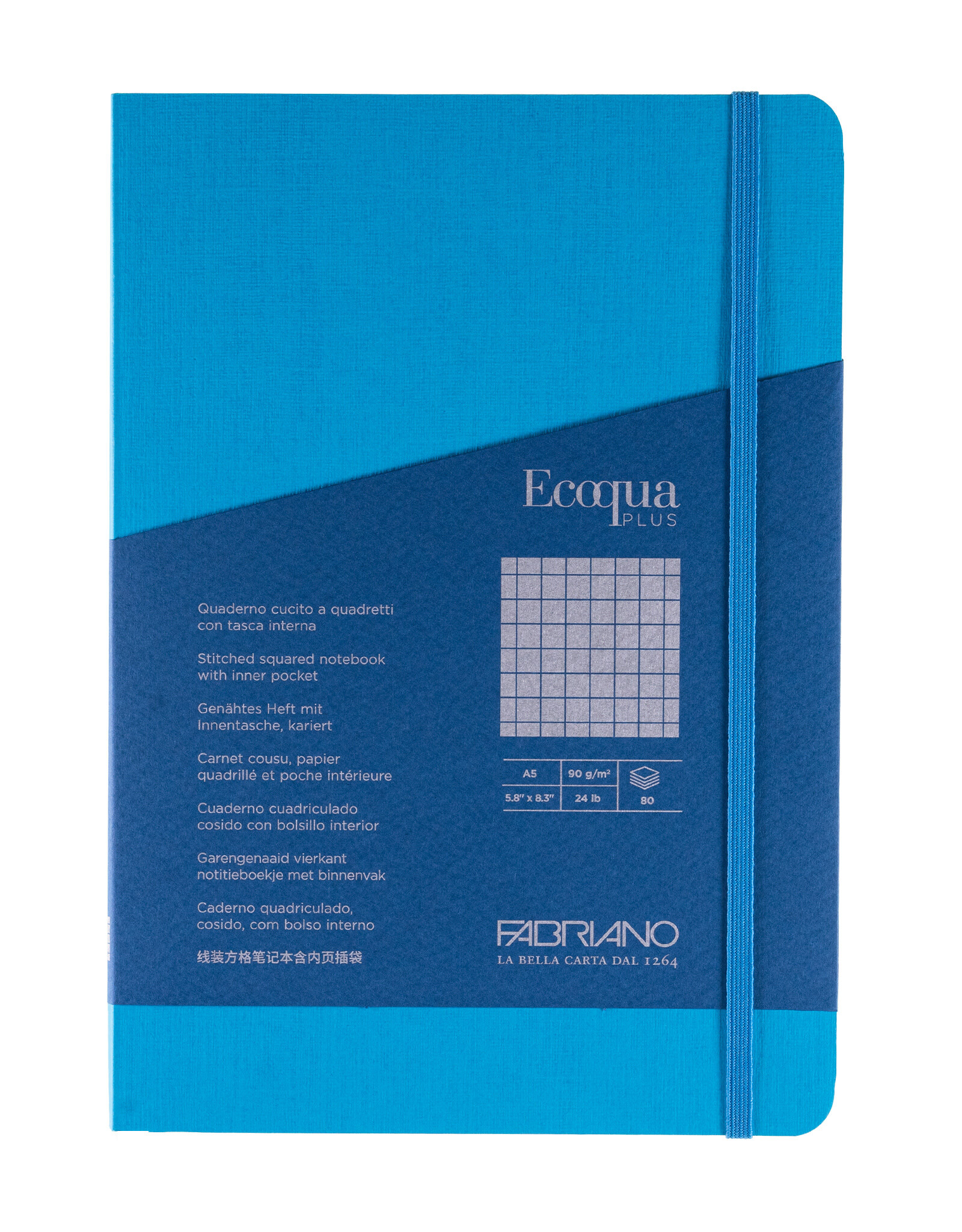 Ecoqua Plus Sewn Spine Notebook, Turquoise, A5, Graphed