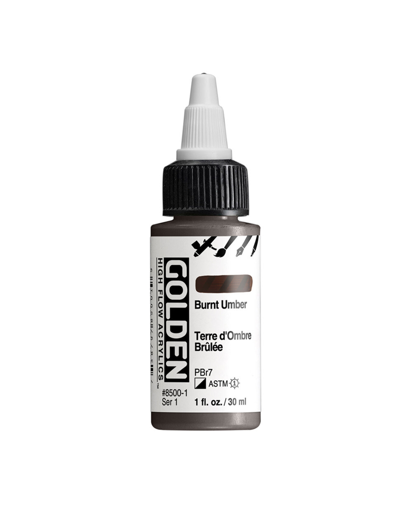 Golden Golden High Flow Acrylics, Burnt Umber 1oz