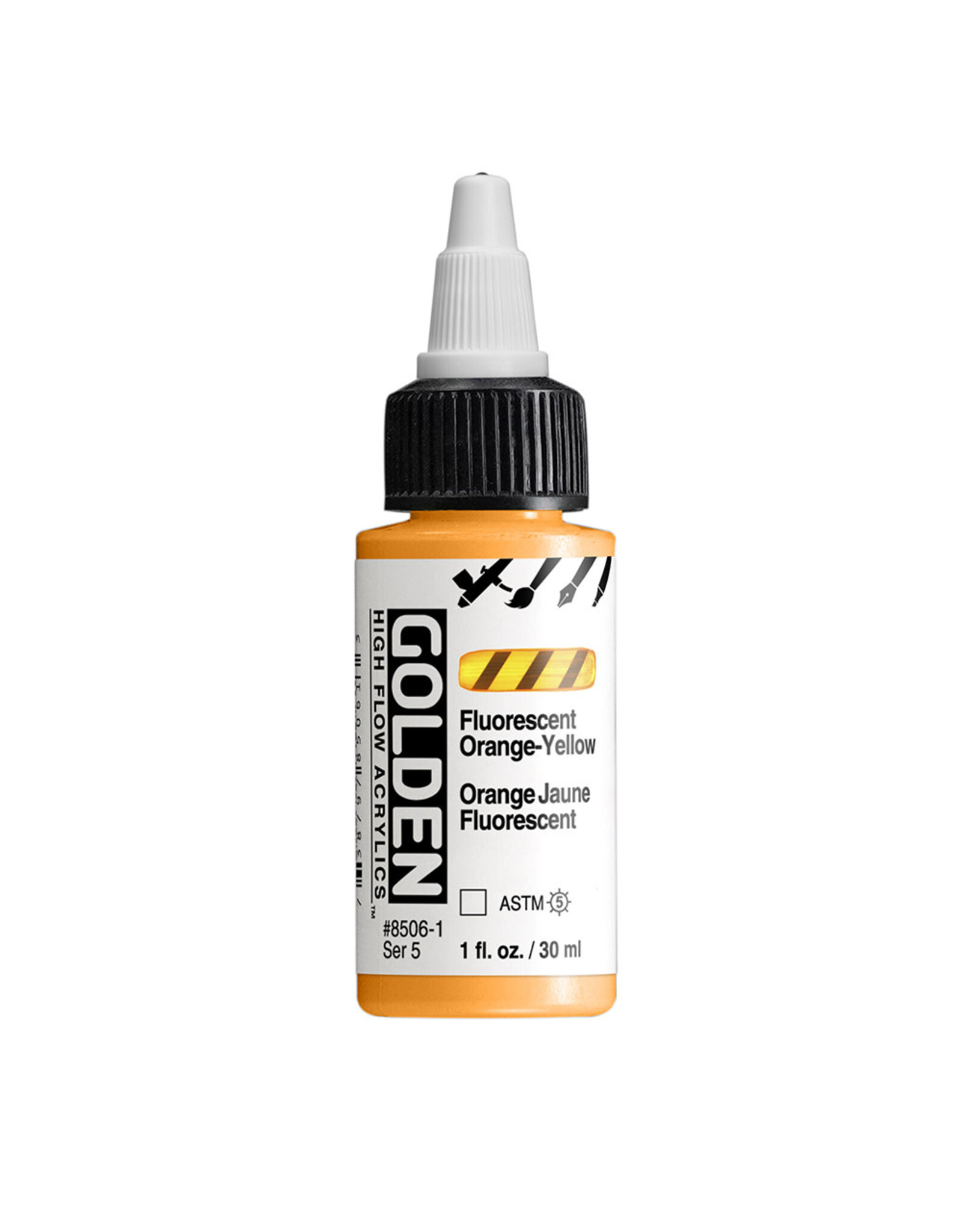Golden Golden High Flow Acrylics, Fluorescent Orange-Yellow 1oz