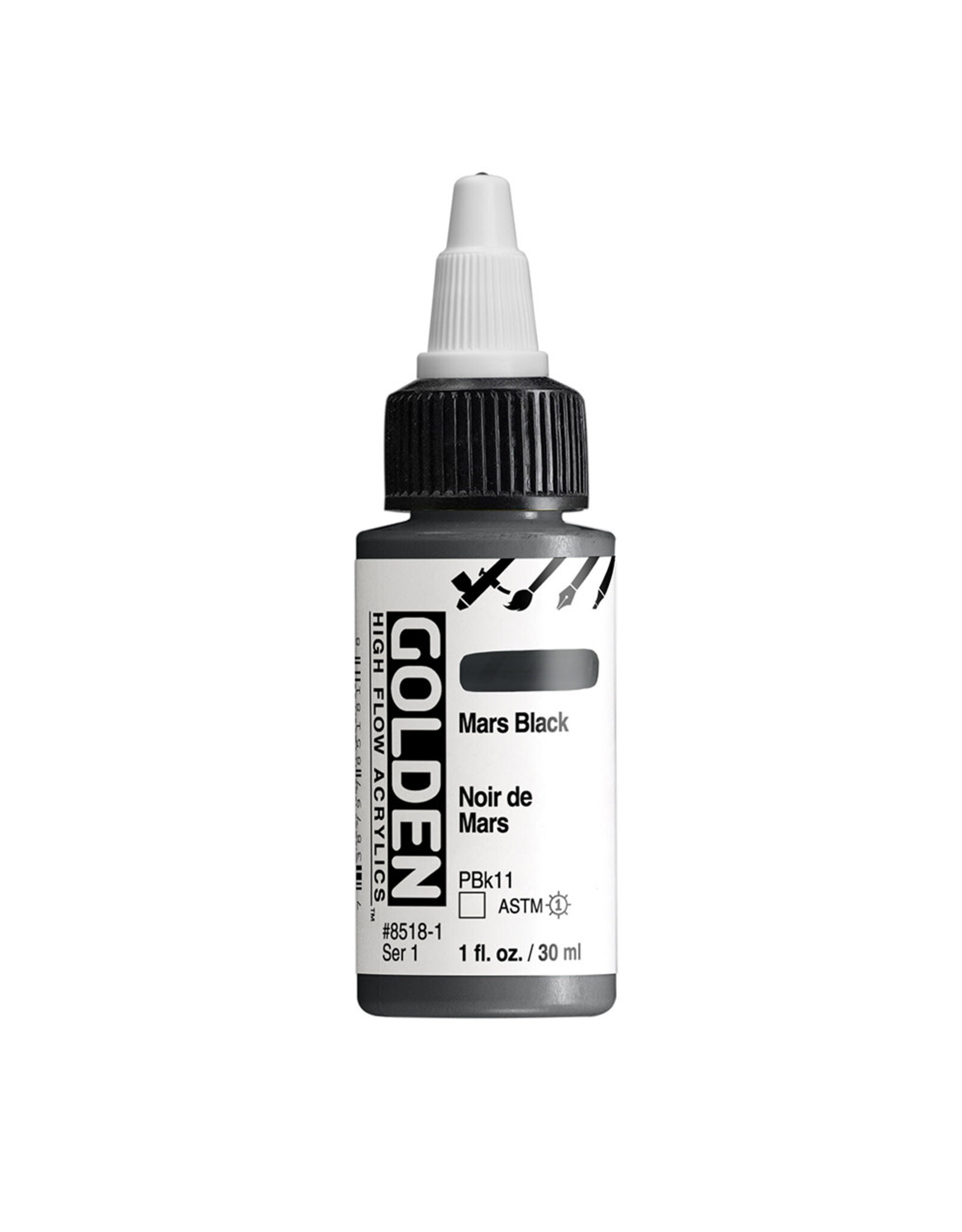 Golden Golden High Flow Acrylics, Mars Black 1oz