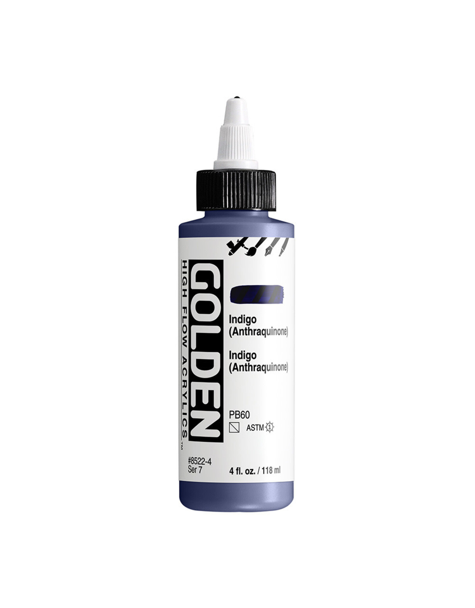 Golden Golden High Flow Acrylics, Indigo (Anthraquinone) 4oz