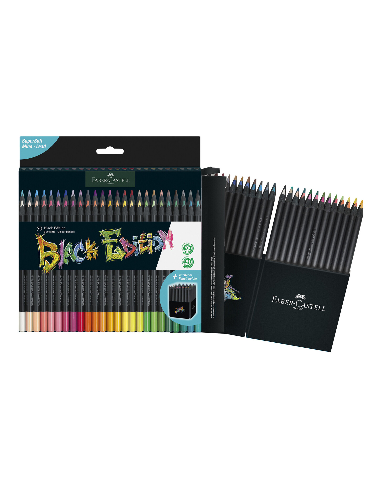 FABER-CASTELL Colored Pencils Black Edition, Set of 50