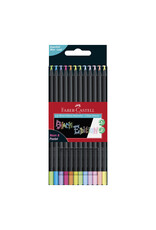 FABER-CASTELL Colored Pencils Black Edition, Neon and Pastel, Set of 12