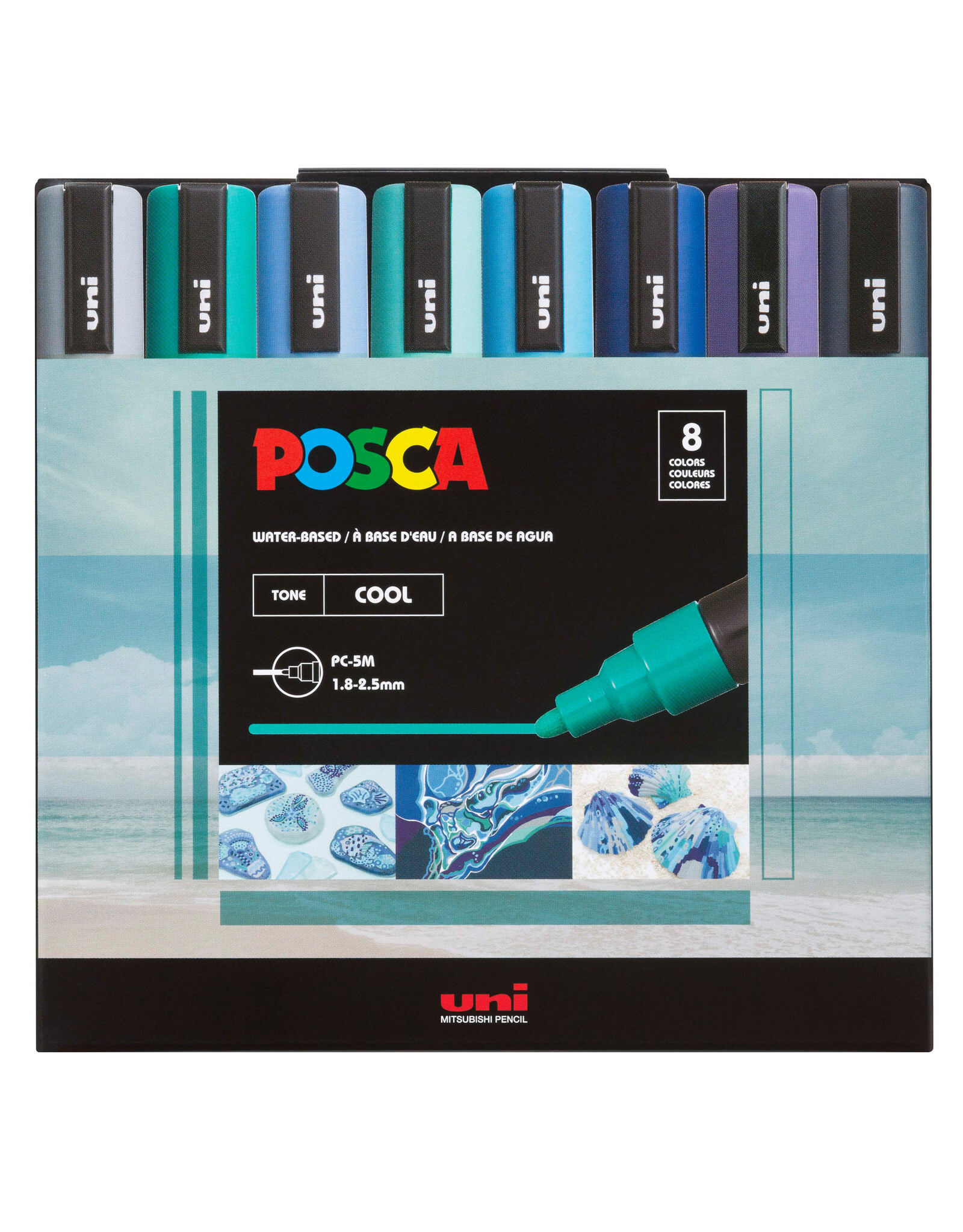POSCA Uni POSCA Paint Markers, Medium, Cool Set of 8