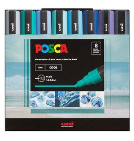 POSCA Uni POSCA Paint Markers, Medium, Cool Set of 8