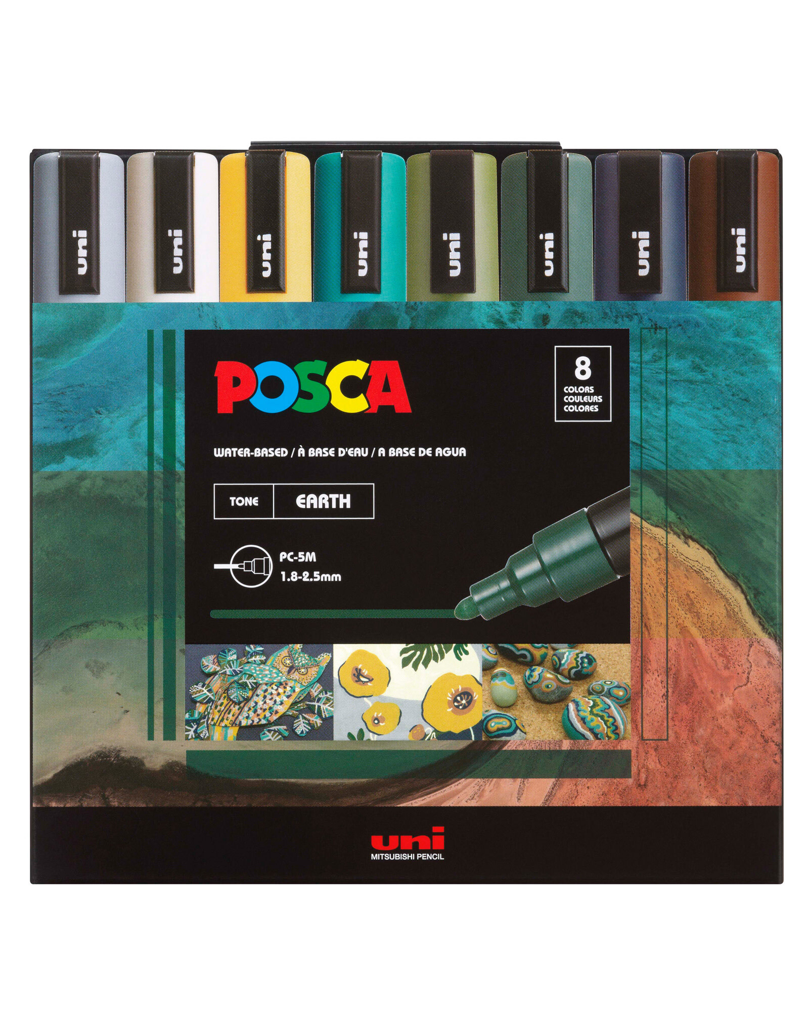 POSCA Uni POSCA Paint Markers, Earth Tone Set of 8, Medium