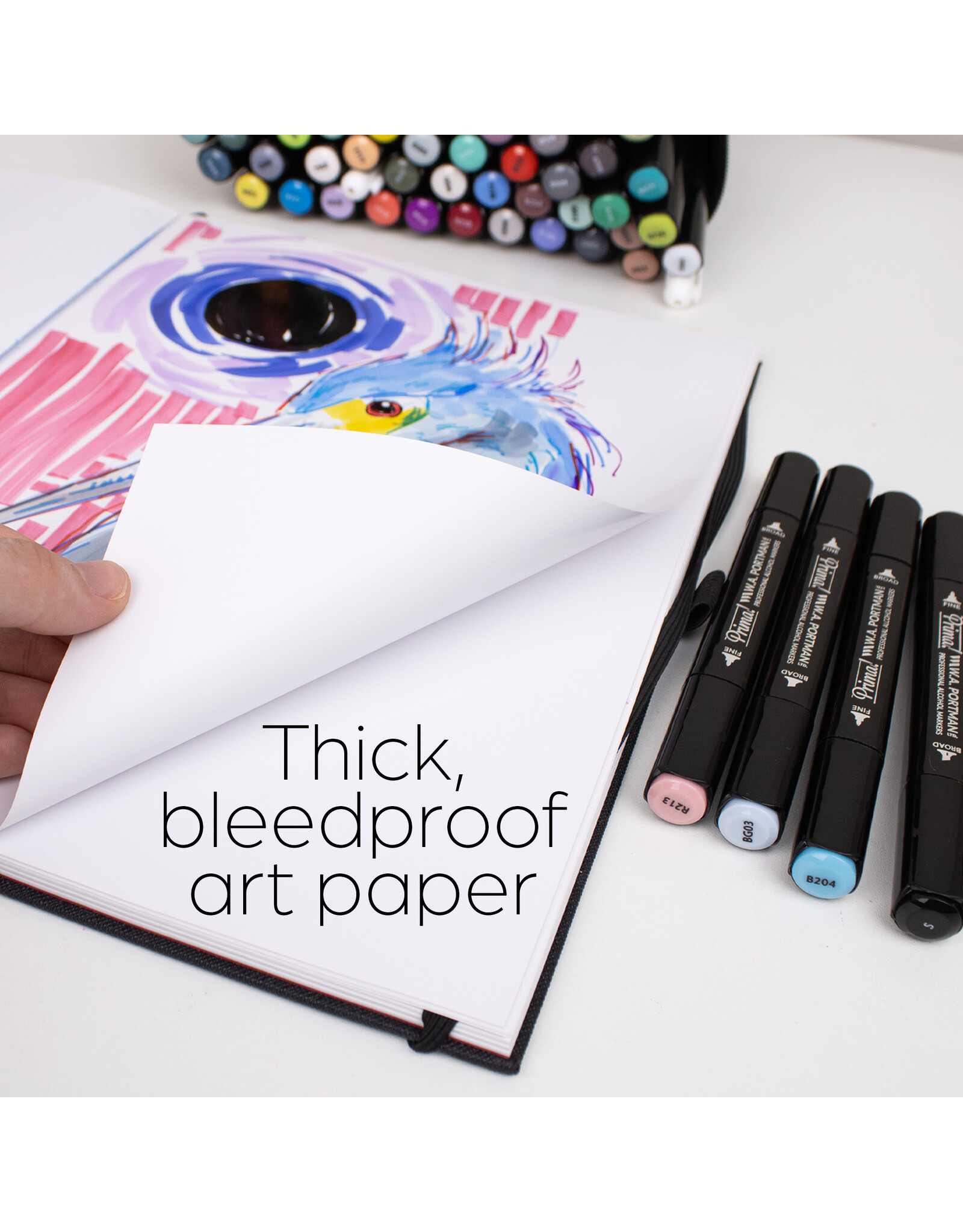 W.A. Portman WA Portman A4 60 Sheets/120 Pages Bleedproof Marker Paper Sketchbook for Drawing – Alcohol Marker Paper Pad with 157 GSM Thick Pages