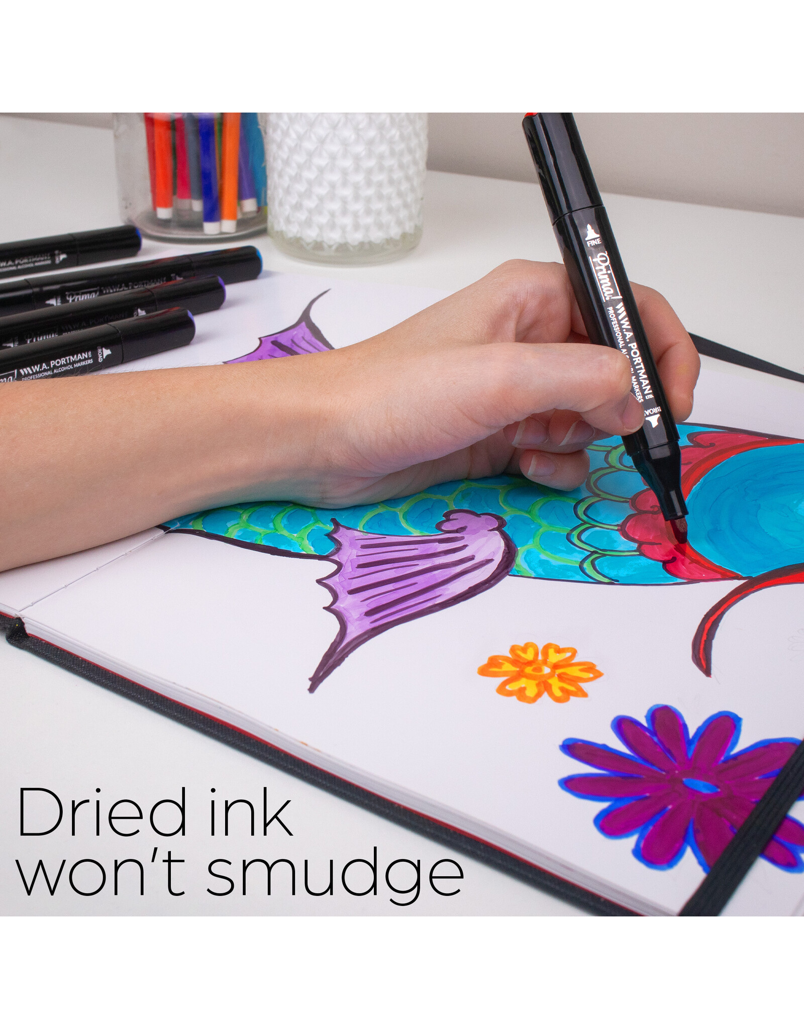 W.A. Portman WA Portman A4 60 Sheets/120 Pages Bleedproof Marker Paper Sketchbook for Drawing – Alcohol Marker Paper Pad with 157 GSM Thick Pages