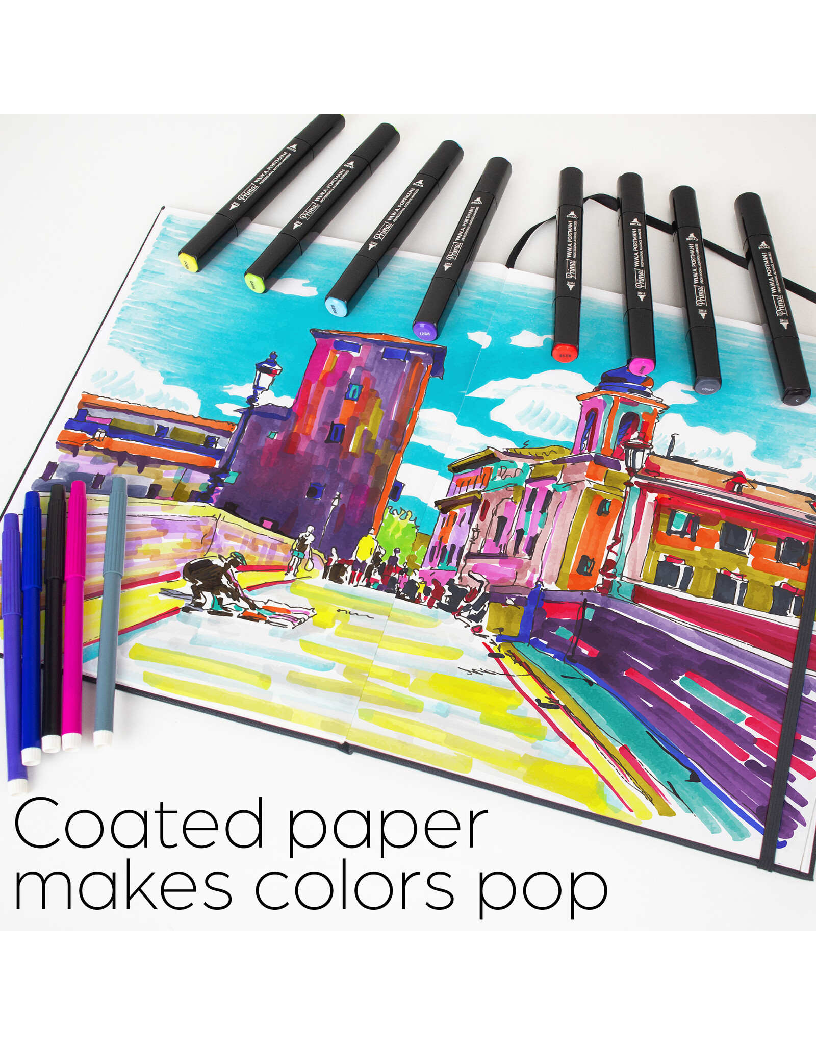 W.A. Portman WA Portman A4 60 Sheets/120 Pages Bleedproof Marker Paper Sketchbook for Drawing – Alcohol Marker Paper Pad with 157 GSM Thick Pages