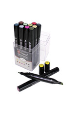 W.A. Portman WA Portman 12pc Prima Mossy Moor Professional Dual Tip Alcohol Markers Set - Chisel & Fine Point Multi-Surfaced Alcohol Art Markers Set