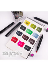 W.A. Portman WA Portman 12pc Prima Mossy Moor Professional Dual Tip Alcohol Markers Set - Chisel & Fine Point Multi-Surfaced Alcohol Art Markers Set