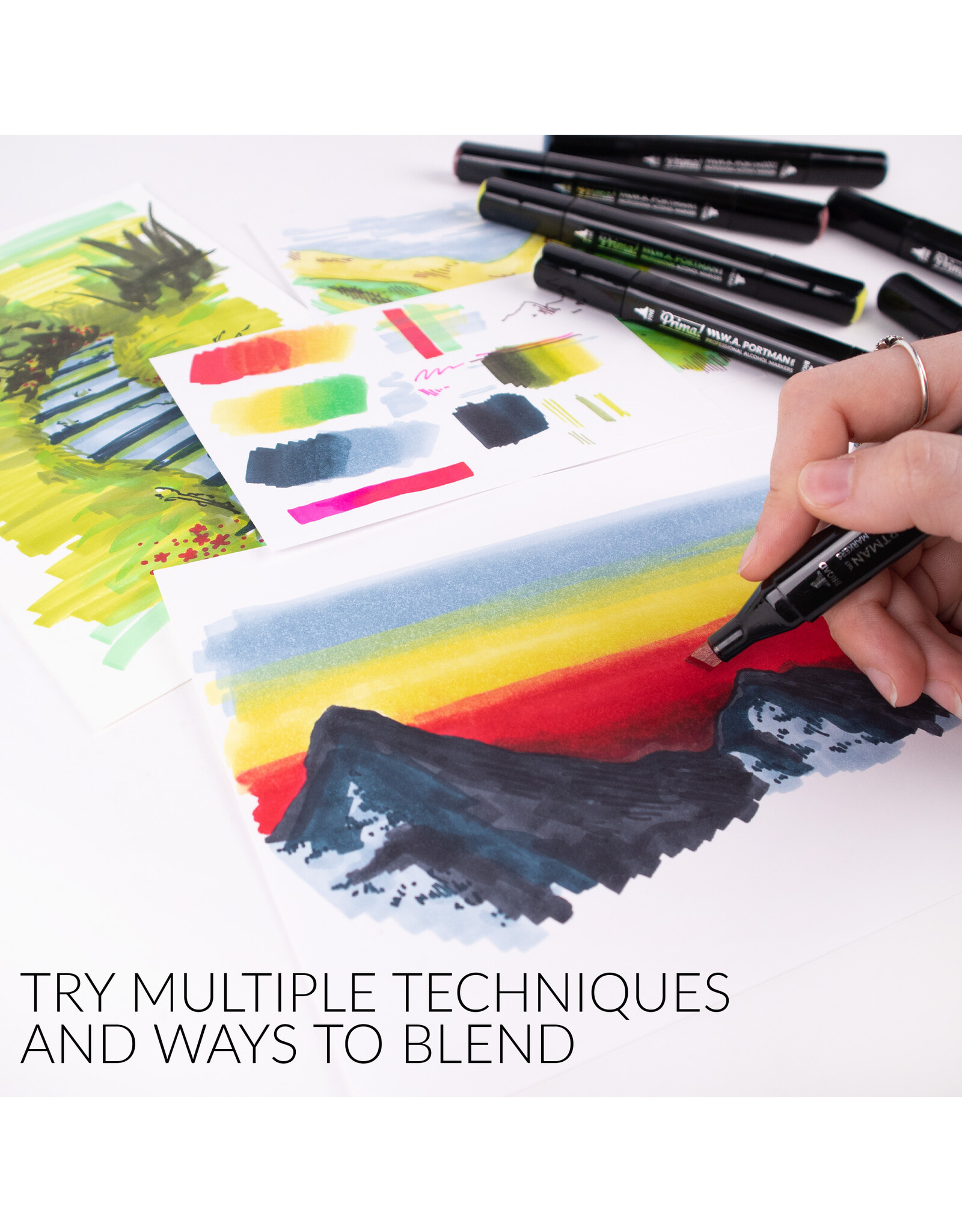 W.A. Portman WA Portman 12pc Prima Mossy Moor Professional Dual Tip Alcohol Markers Set - Chisel & Fine Point Multi-Surfaced Alcohol Art Markers Set