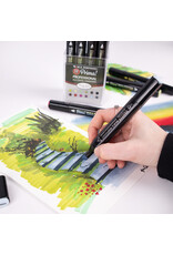 W.A. Portman WA Portman 12pc Prima Mossy Moor Professional Dual Tip Alcohol Markers Set - Chisel & Fine Point Multi-Surfaced Alcohol Art Markers Set
