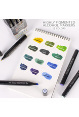 W.A. Portman WA Portman 12pc Prima Coastal Woodland Professional Dual Tip Alcohol Markers Set - Chisel & Fine Point Multi-Surfaced Alcohol Art Markers Set