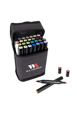 W.A. Portman WA Portman 30pc Prima Dual Tip Alcohol Markers Set – Chisel & Fine Point Alcohol Art Markers with White Gel Pen