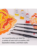W.A. Portman WA Portman Round Watercolor Paint Brushes Professional 4pc Set #4, #8, #12, #16 – 100% Vegan, Cruelty-Free with Triangular Comfort Grip
