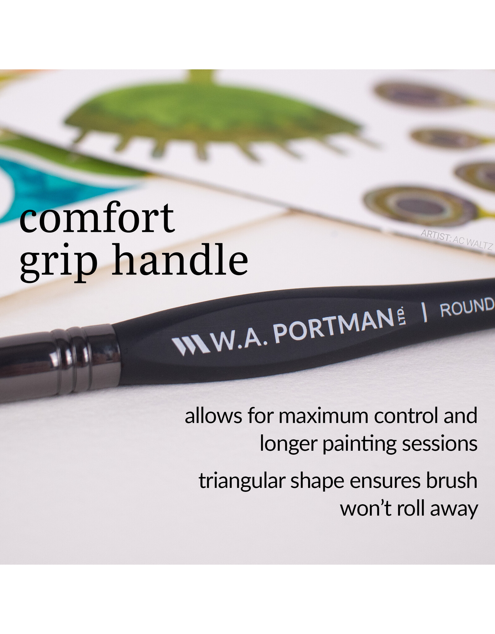 W.A. Portman WA Portman 4pc Round Watercolor Paint Brushes Set #4, #8, #12, #16 - 100% Vegan, Cruelty-Free