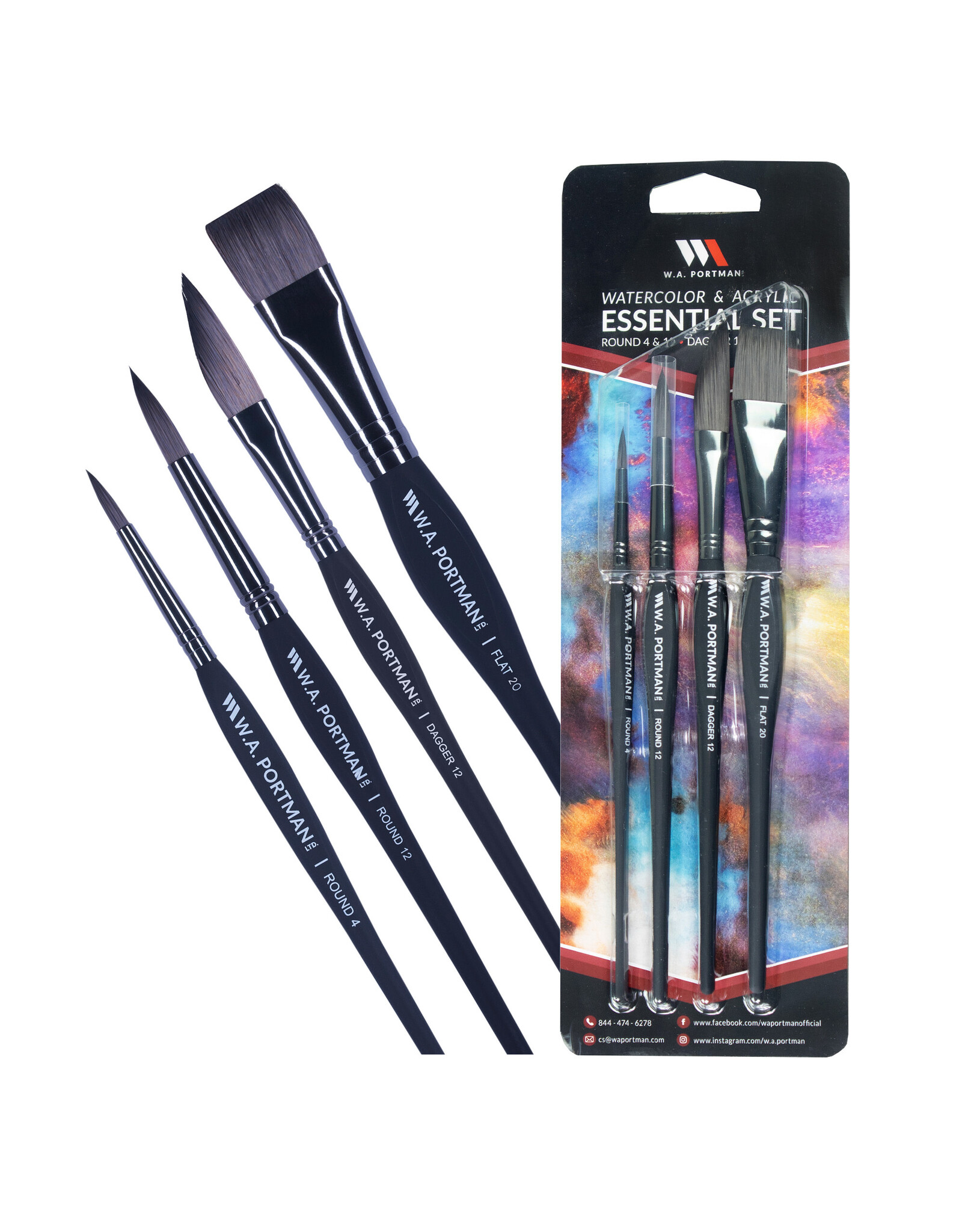 WA Portman 4pc Essential Brush Set - The Art Store/Commercial Art Supply