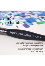 W.A. Portman WA Portman Flat Paint Brushes Professional 4pc Set #4, #8, #12, #16 – 100% Vegan, Cruelty-Free with Triangular Comfort Grip