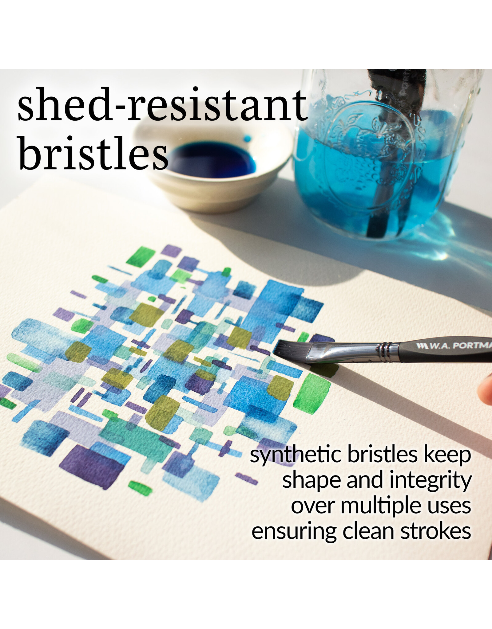 W.A. Portman WA Portman Flat Paint Brushes Professional 4pc Set #4, #8, #12, #16 – 100% Vegan, Cruelty-Free with Triangular Comfort Grip