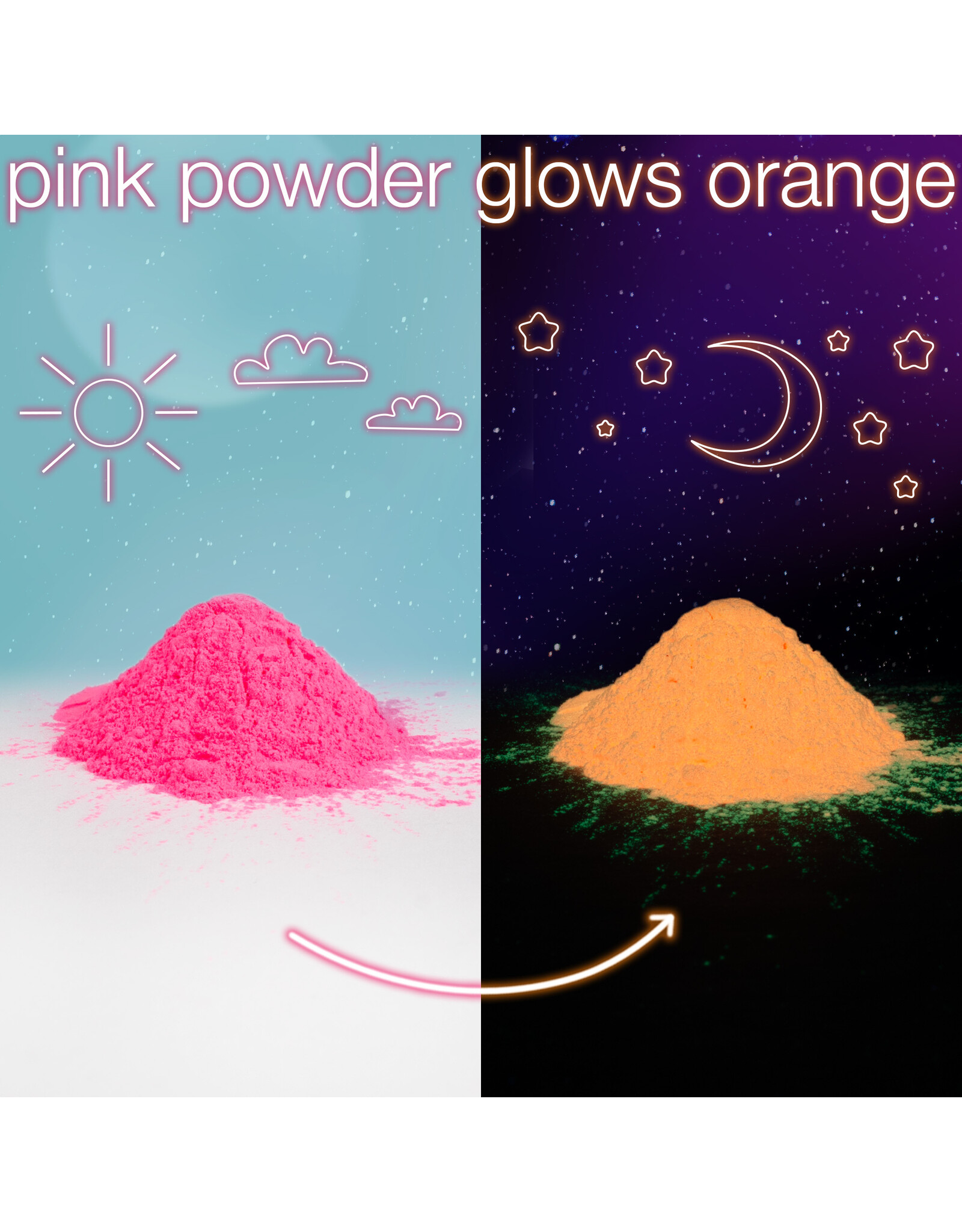 W.A. Portman WA Portman Luminous Pink Coral Nebula 60g (2.12 oz) Glow in the Dark Pigment Powder - Pink to Orange