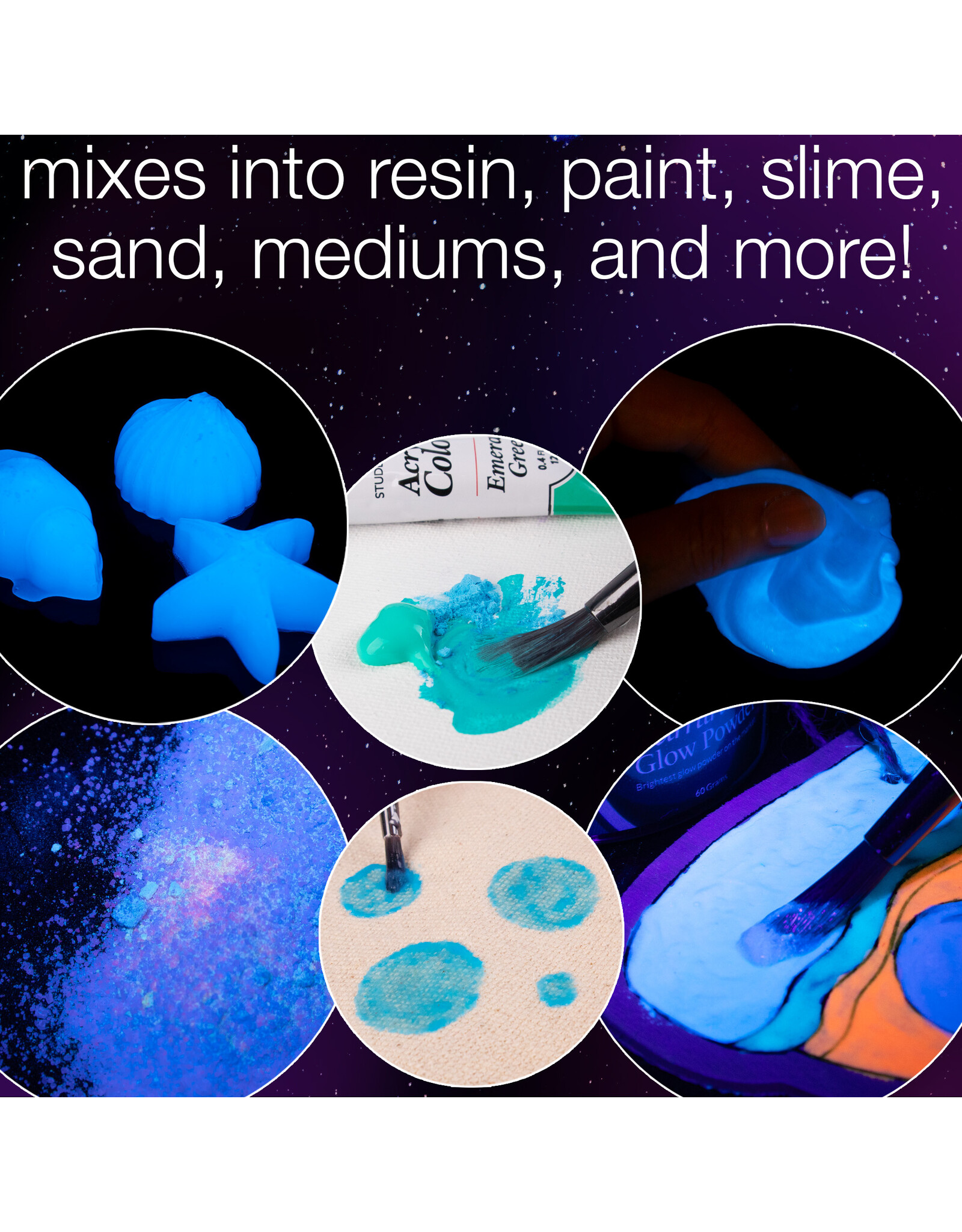 W.A. Portman WA Portman Luminous Blue Moon 60g (2.12oz) Glow in the Dark Pigment Powder - Blue to Turquoise