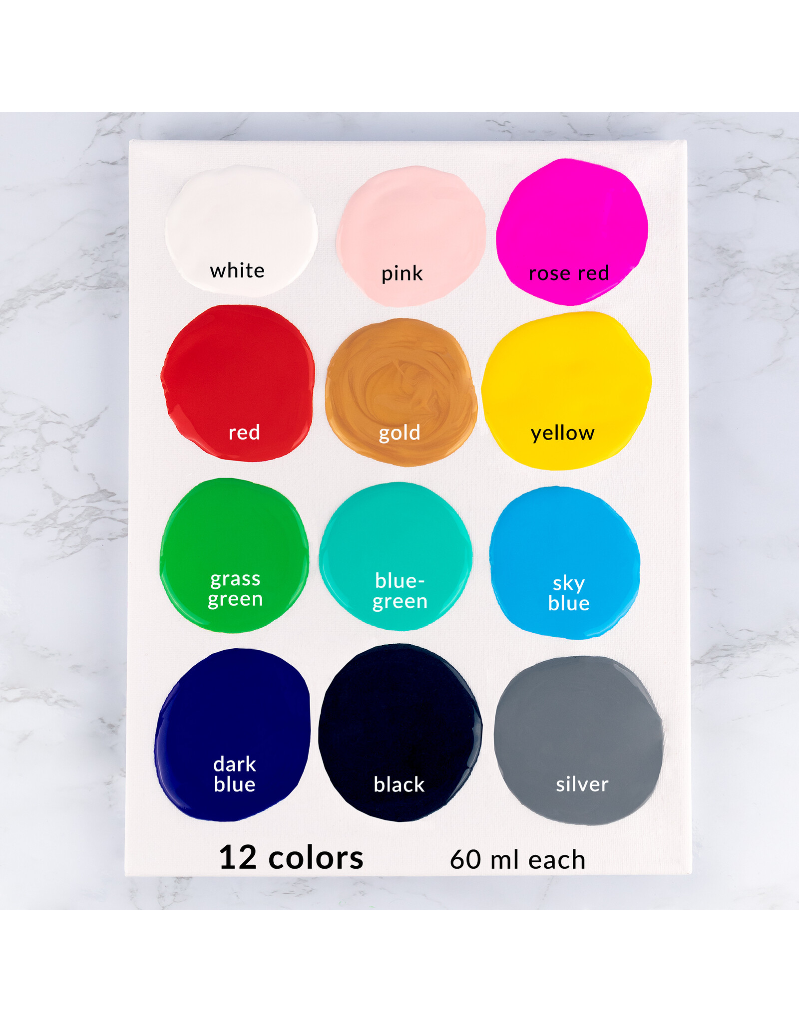 W.A. Portman WA Portman 2oz/60ml 12-Pc Ready To Pour Acrylic Pouring Paint Supplies for Canvas Painting