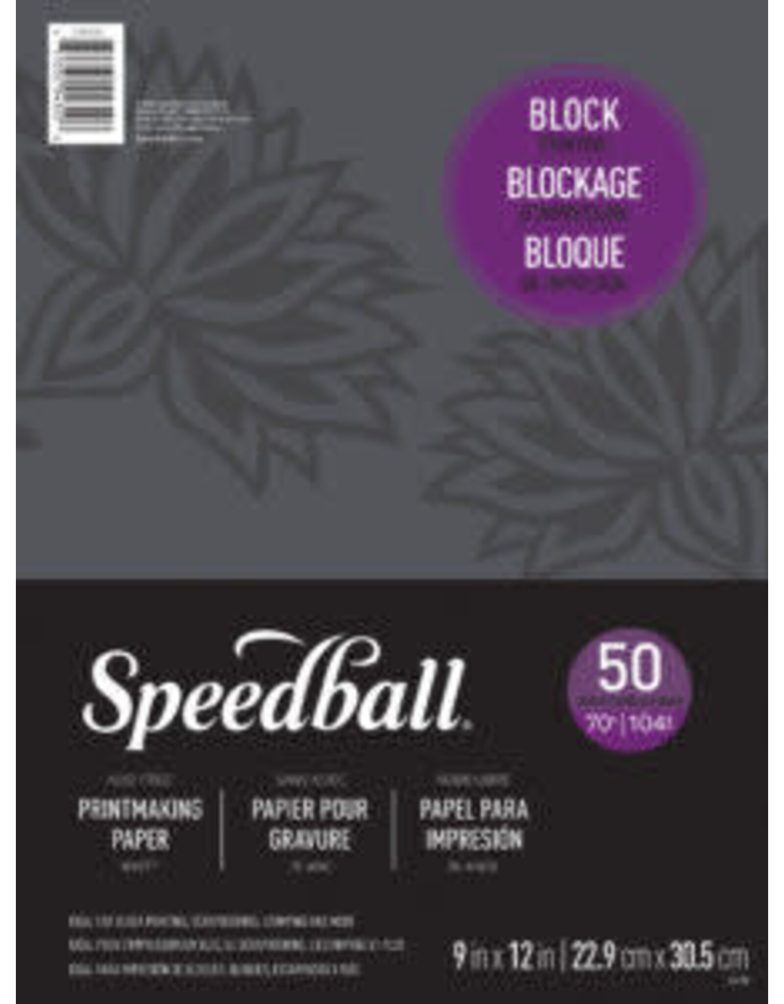 SPEEDBALL ART PRODUCTS Speedball Block Printing Paper, White, 50 sheets, 9" x 12"